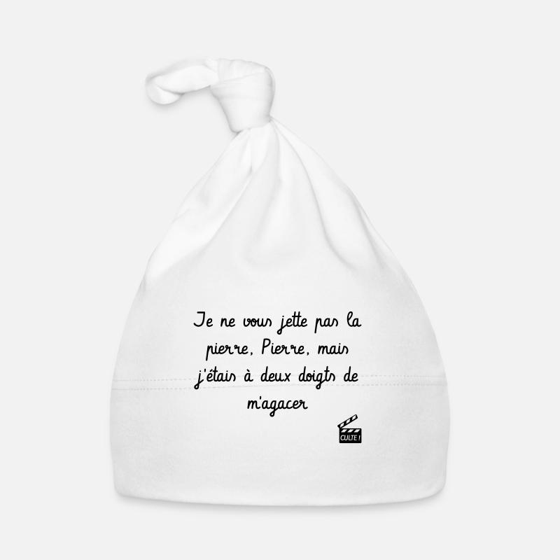 Je ne vous jette pas la pierre, Pierre ! - Bonnet bio Bébé - blanc