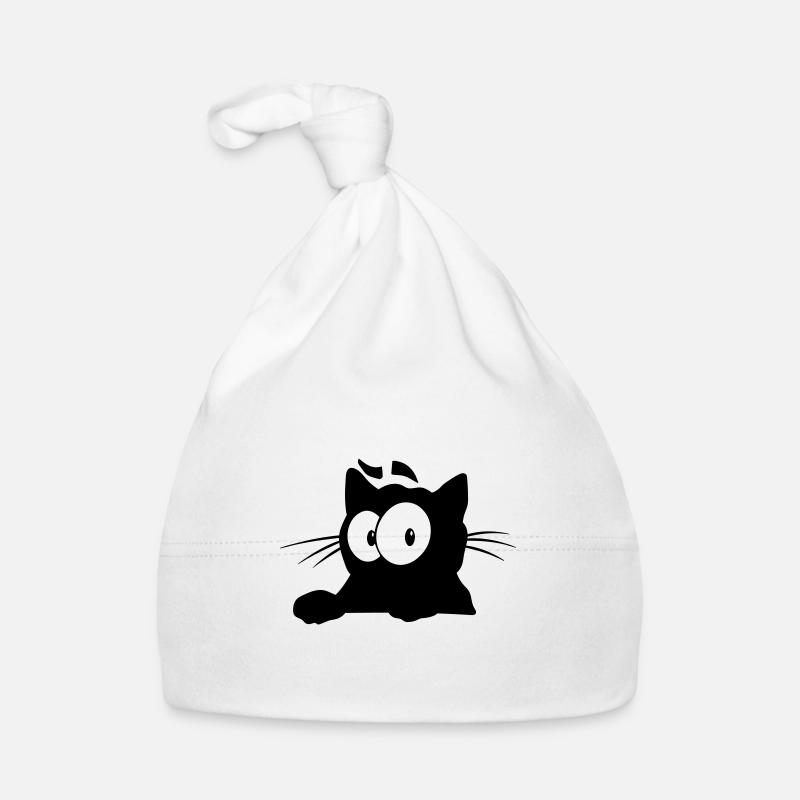 Black Cat 6 Katze - Baby Bio-Mütze - Weiß