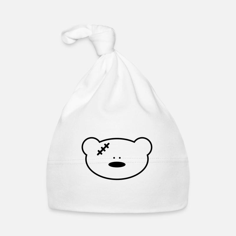 Funny teddy bear with scar Organic Baby Cap
