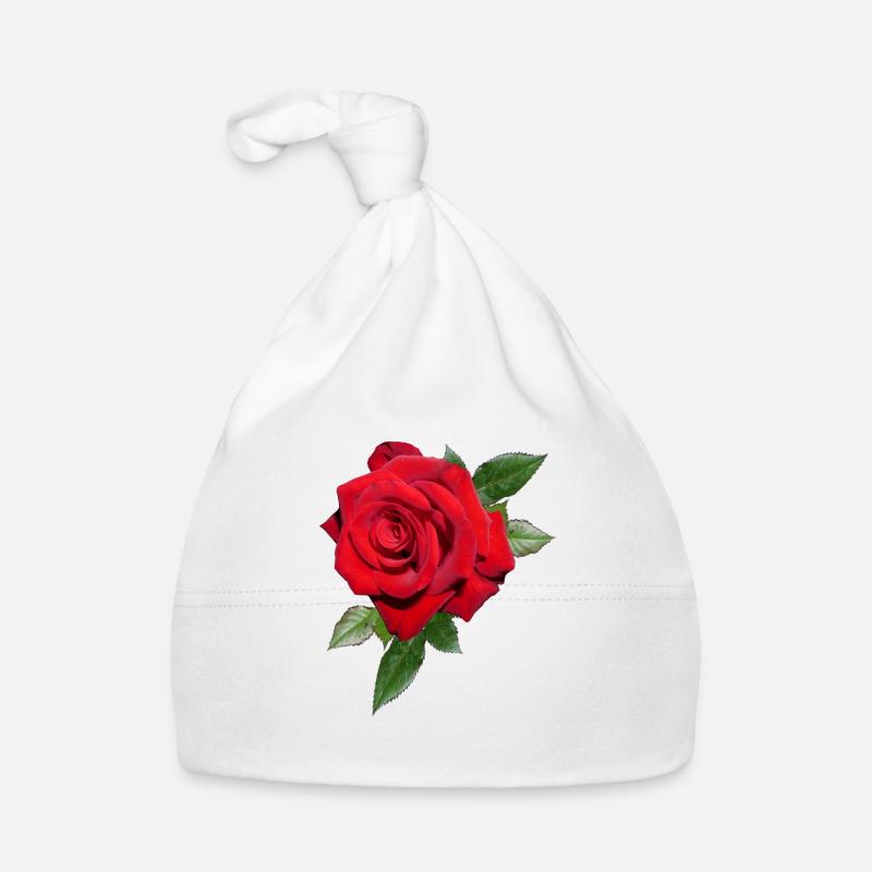 Rose avec feuilles dans XXL Bonnet bio Bébé