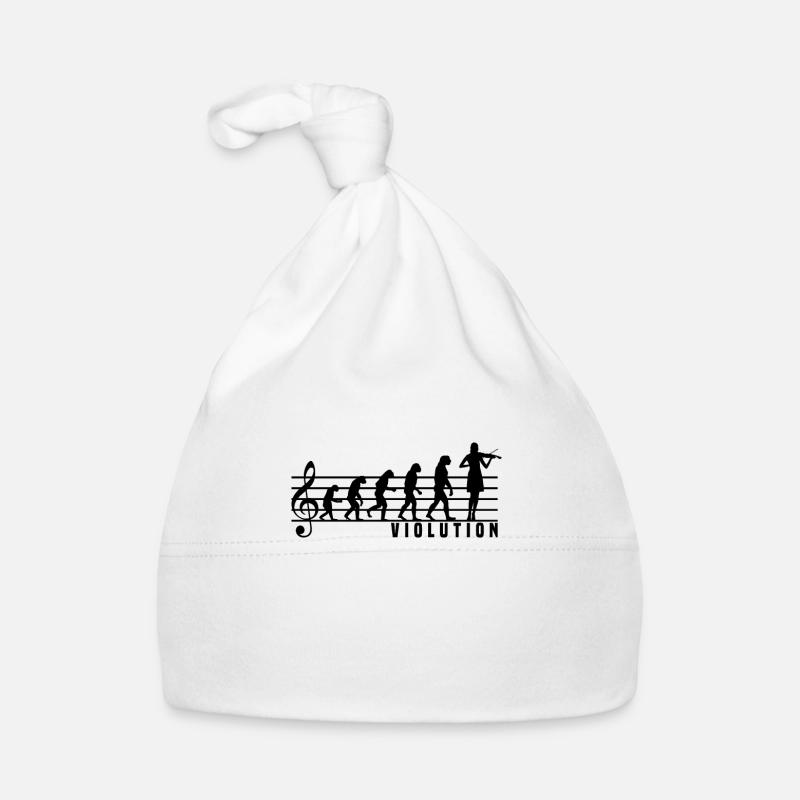 Violinist Geige Violine Noten Evolution Geschenk - Baby Bio-Mütze - Weiß