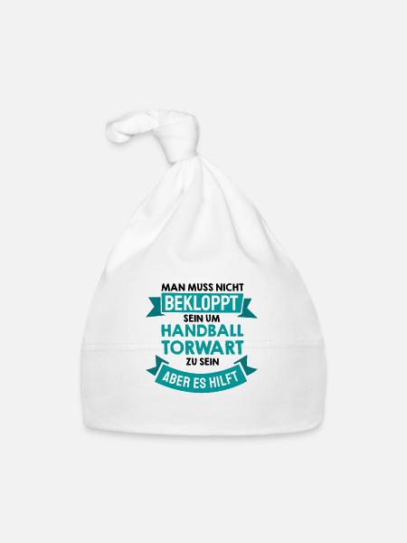 Handball Torwart Lustig Spruch Amateur Geschenk - Baby Bio-Mütze - Weiß - Vorne