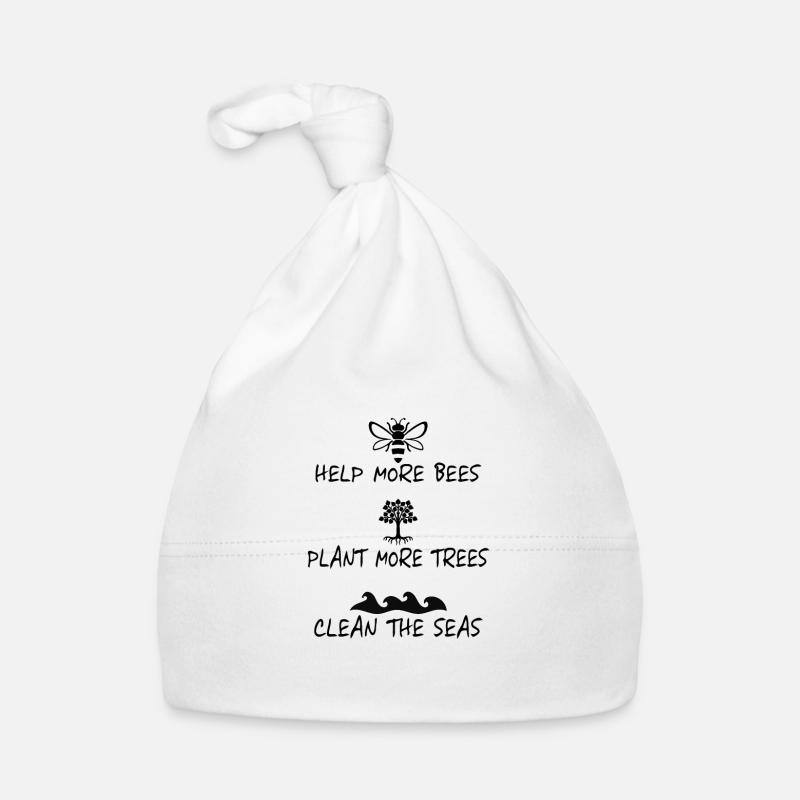 Save Bees Trees Seas Earth print Organic Baby Cap
