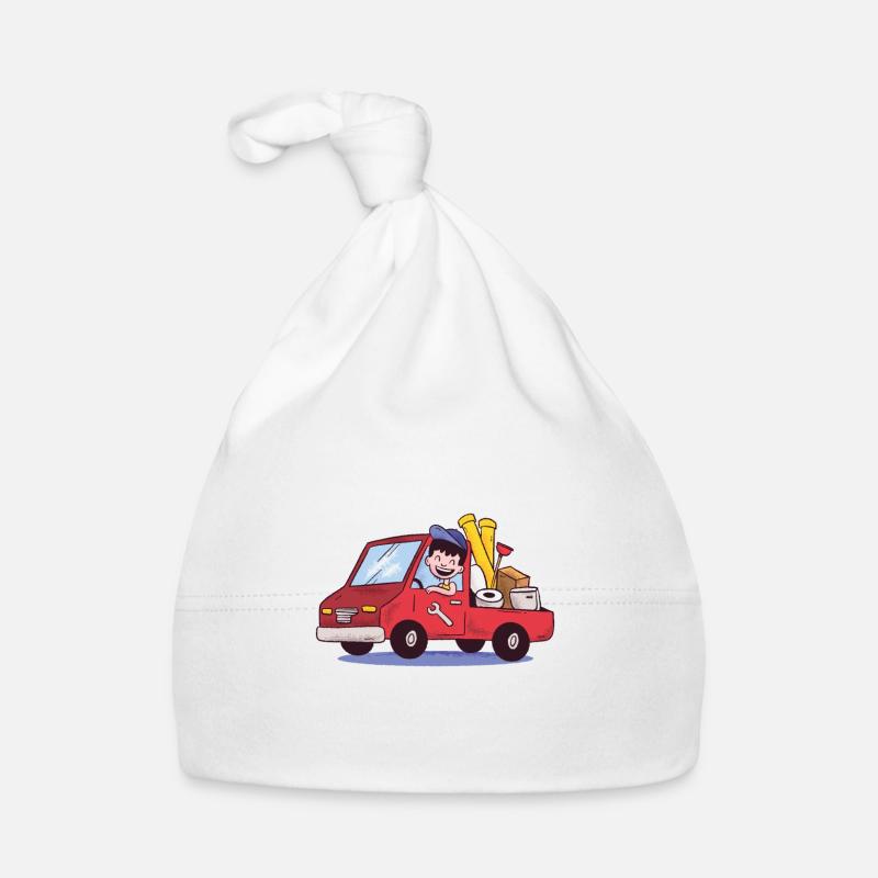 Plumber car wagon profession - Organic Baby Cap - white