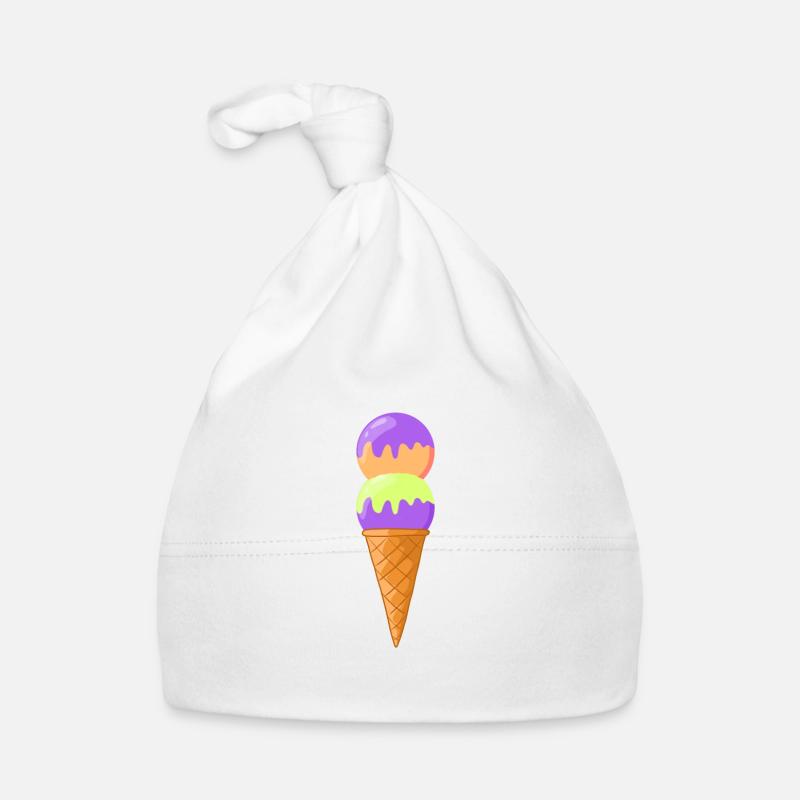 Cornet de crème glacée 8 - Bonnet bio Bébé - blanc