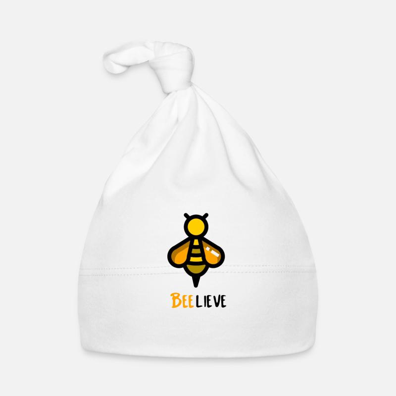 Beelieve Glaube an dich Bienen-Design - Baby Bio-Mütze - Weiß
