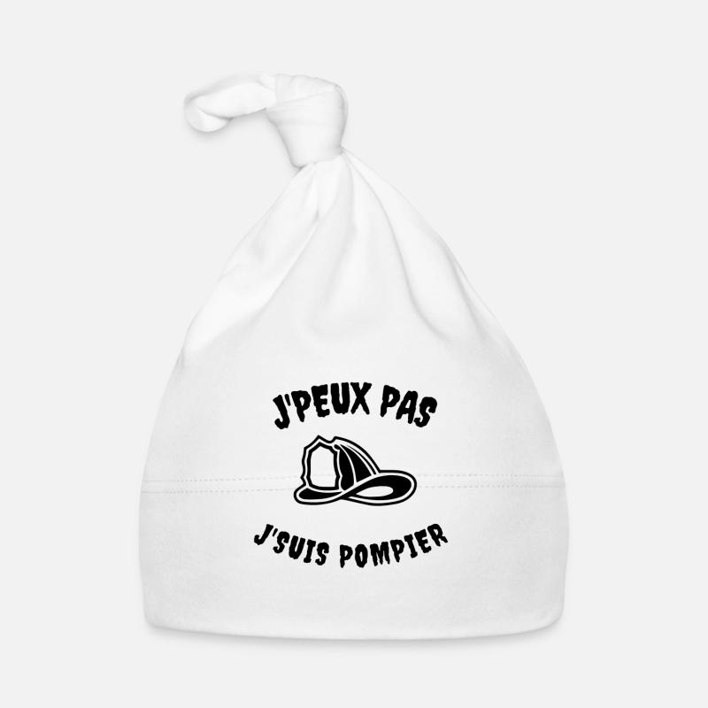 J'peux pas j'suis pompier cadeau - Bonnet bio Bébé - blanc