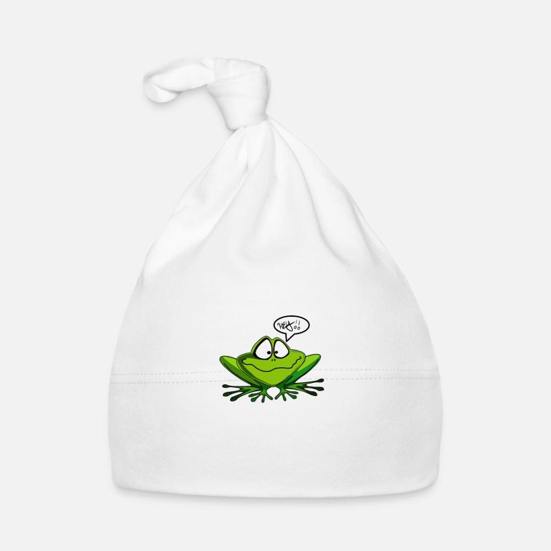 Grenouille parlante - Bonnet bio Bébé - blanc
