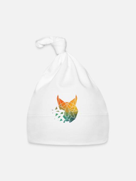 lynx Silhouette Watercolor Gift - Baby Bio-Mütze - Weiß - Vorne