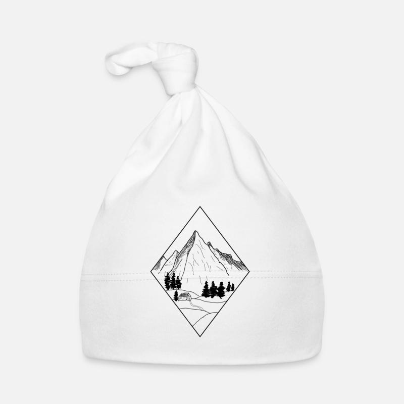 mountains with cabin in the forest gift Organic Baby Cap