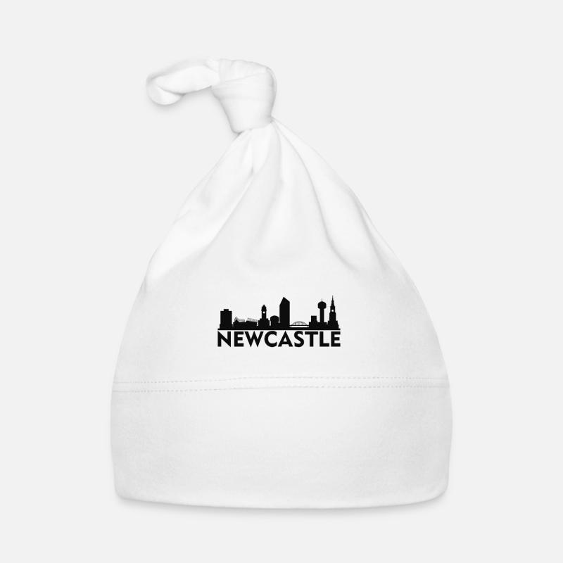 Newcastle UK skyline gift idea - Organic Baby Cap - white