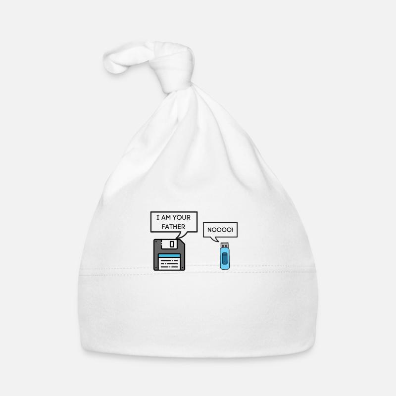Diskette Ich bin dein Vater Usb - Baby Bio-Mütze - Weiß