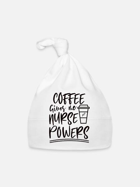 Coffee gives me nurse superpower - Organic Baby Cap - white - Front