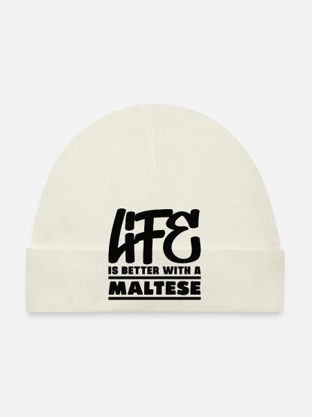 La vie est meilleure avec un maltais - Bonnet bio Bébé - blanc - Devant