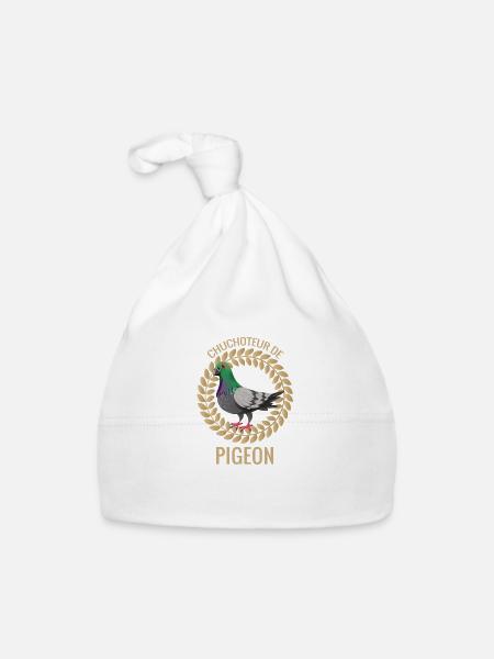chuchoteur de pigeon - Bonnet bio Bébé - blanc - Devant