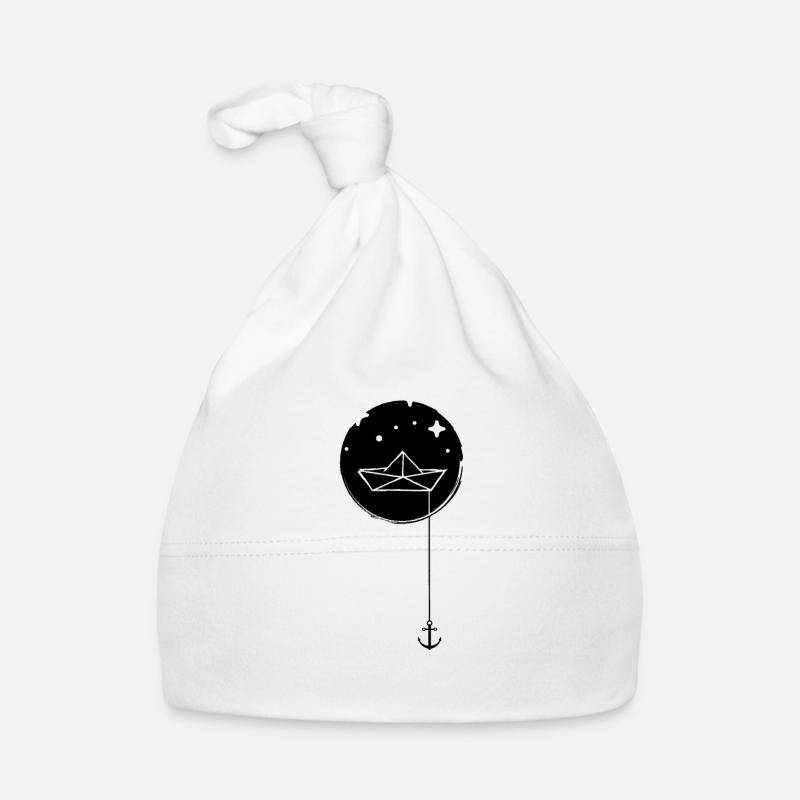 Papierschiff Papierboot mit Anker im Meer Baby Bio-Mütze
