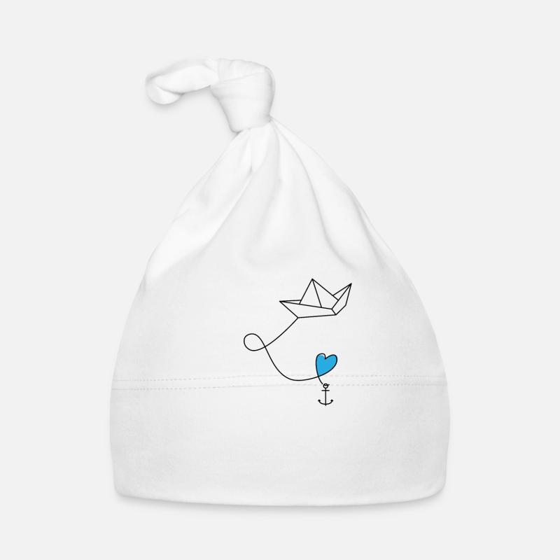 Bateau en papier avec ancre dans la mer Bonnet bio Bébé