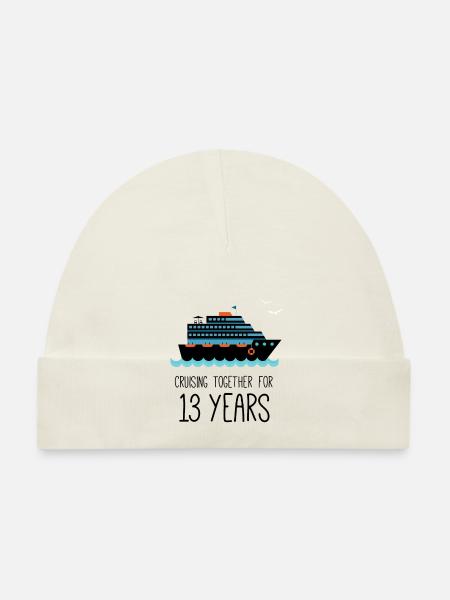 Cruising Together For 13 Years Wedding Anniversary - Organic Baby Cap - white - Front
