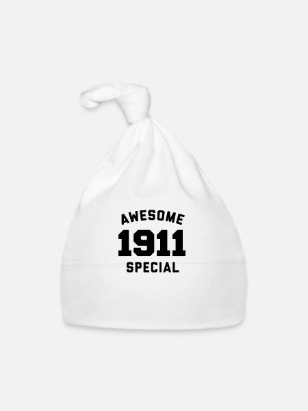 Lustiger Geburtstag Awesome Special 1911 - Baby Bio-Mütze - Weiß - Vorne