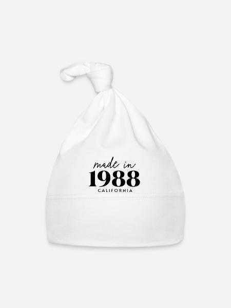 Made 1988 in Geburtstag in California - Baby Bio-Mütze - Weiß - Vorne