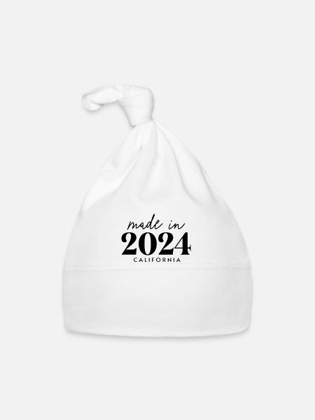 Made 2024 in Birthday in California - Organic Baby Cap - white - Front