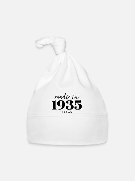 Fait en 1935 dans Birthday au Texas - Bonnet bio Bébé - blanc - Devant