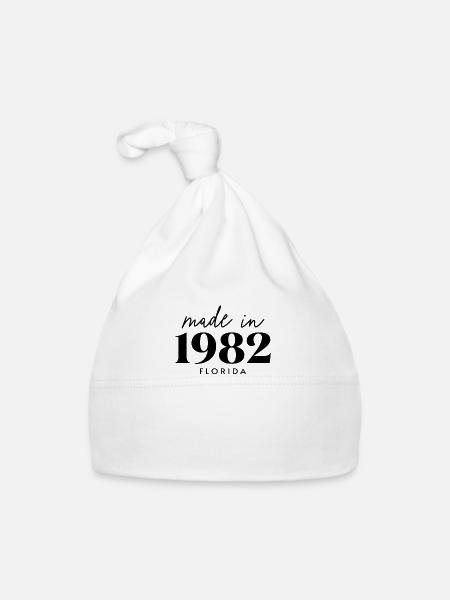 Made 1982 in Florida. Cute Birthday Party - Baby Bio-Mütze - Weiß - Vorne
