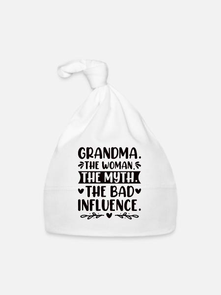 Grand-mère Bad Influence Grand-mère Grand-mère Légende - Bonnet bio Bébé - blanc - Devant