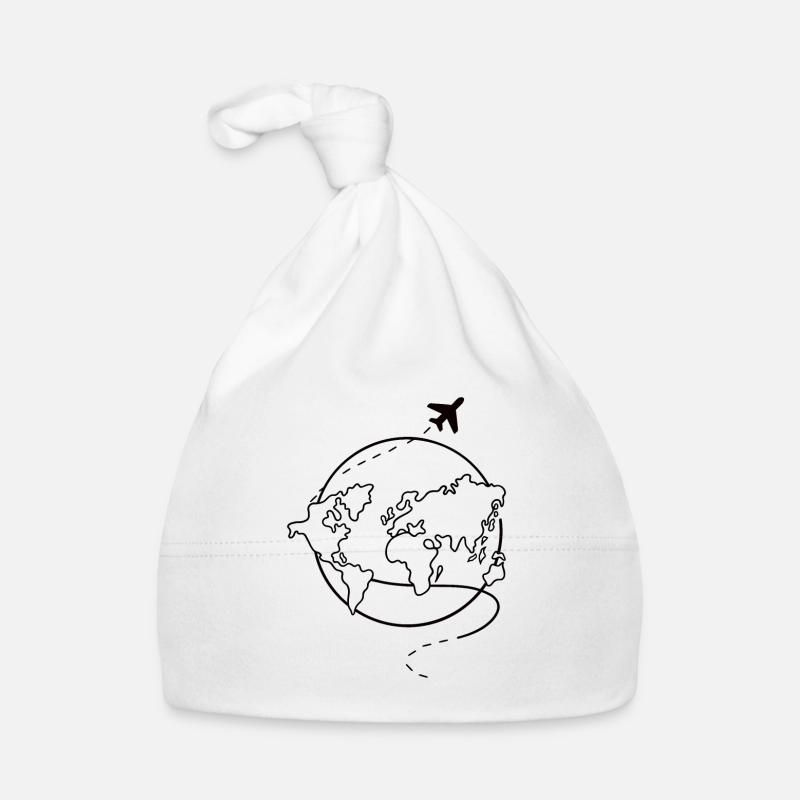 Voyage en avion Globe - Bonnet bio Bébé - blanc