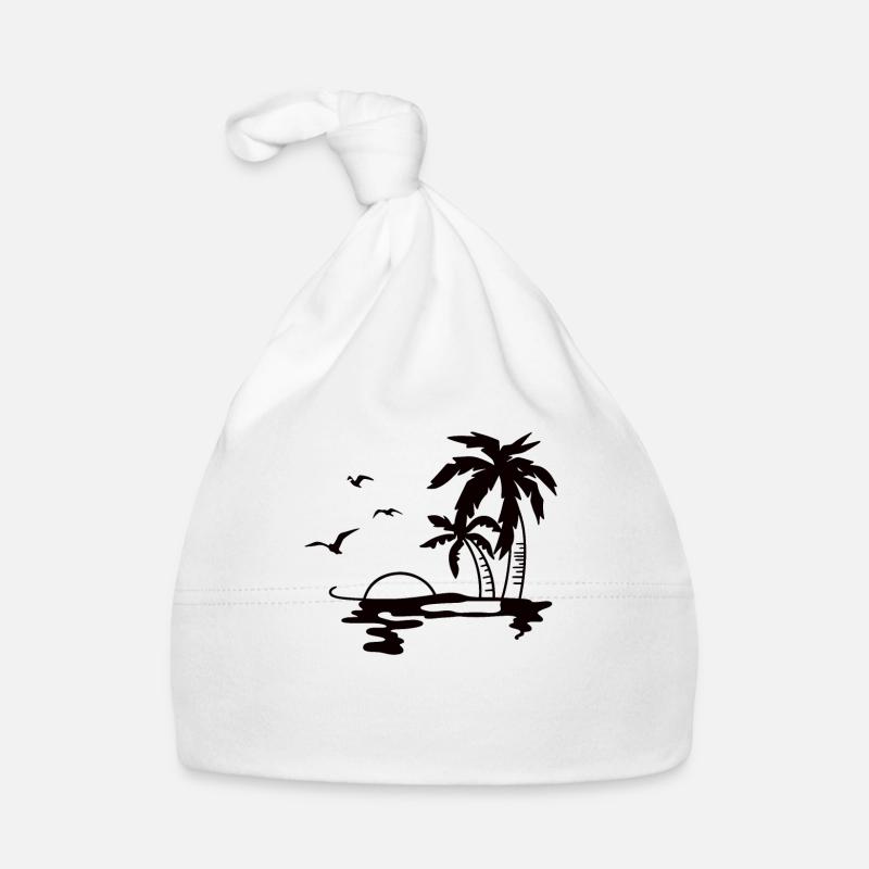 Digital drawing beach with palm trees Organic Baby Cap