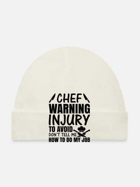 Chapeau de Chef, Chef, Cuisine, Cinq étoiles, Or, 5, - Bonnet bio Bébé - blanc - Devant