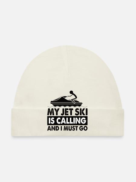 Jetski Sport Eau Moto Sports Nautiques Cadeau - Bonnet bio Bébé - blanc - Devant