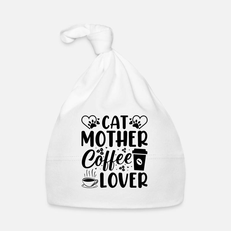 Chat avec maman tasse de café Drôle d’idée cadeau Bonnet bio Bébé