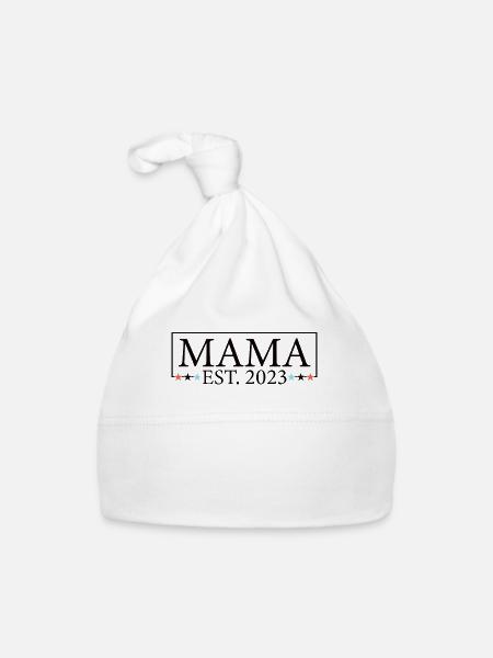 Maman 23 Annonce Mère Bébé Futur maman 2023 - Bonnet bio Bébé - blanc - Devant