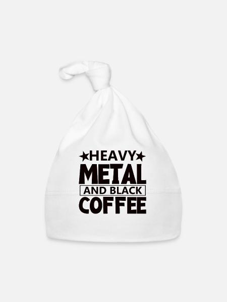 Kaffee und Heavy Metal Rock Heavymetal Metalhead - Baby Bio-Mütze - Weiß - Vorne