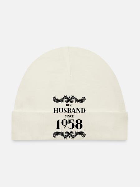 Best Husband Since 1958 Wedding Anniversary - Organic Baby Cap - white - Front