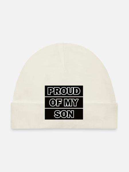 Je suis fier de mon fils - Bonnet bio Bébé - blanc - Devant