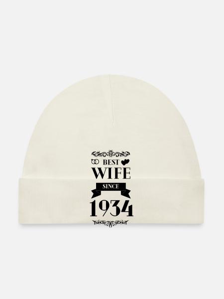 Best Wife Since 1934 Wedding Anniversary - Organic Baby Cap - white - Front
