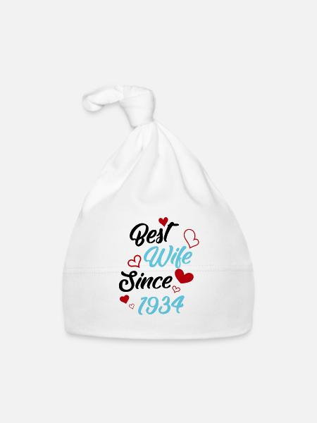 Anniversary Best Wife Since 1934 Wedding - Organic Baby Cap - white - Front