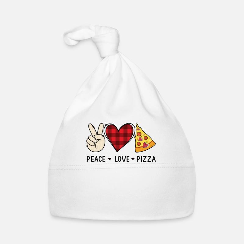 Pizza Lovers Peace Love Pizza Cadeau Bonnet bio Bébé