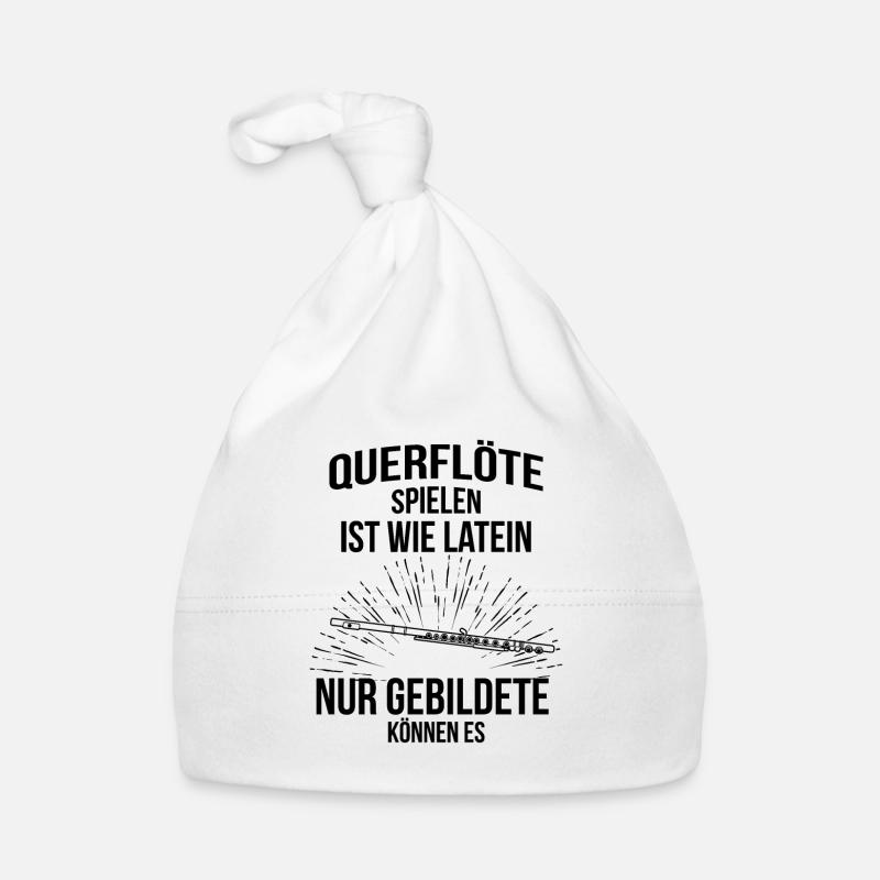 Querflöte Querflötenspieler Querflötist - Baby Bio-Mütze - Weiß