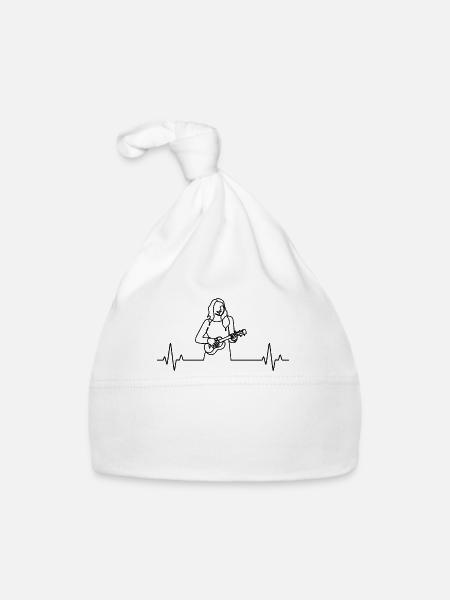 Ukulélé Joueur de ukulélé Ukuléléliste - Bonnet bio Bébé - blanc - Devant