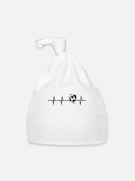 Herzschlag Fußball Puls Fußballer Geschenk - Baby Bio-Mütze - Weiß - Vorne