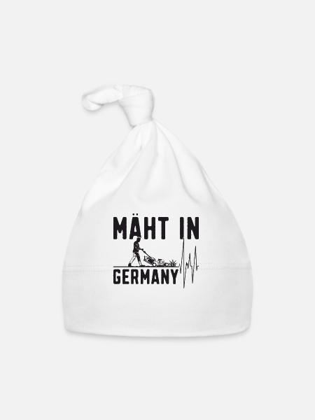 Mäht in Germany - Gartenarbeit - Baby Bio-Mütze - Weiß - Vorne