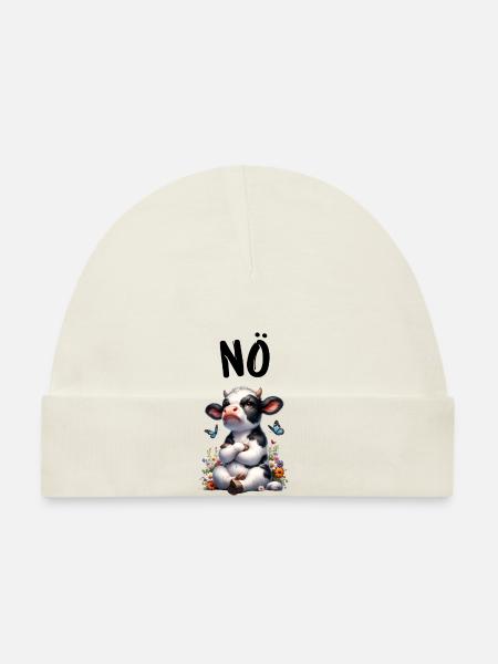 Cow Saying Nope for Boys and Girls - Organic Baby Cap - white - Front