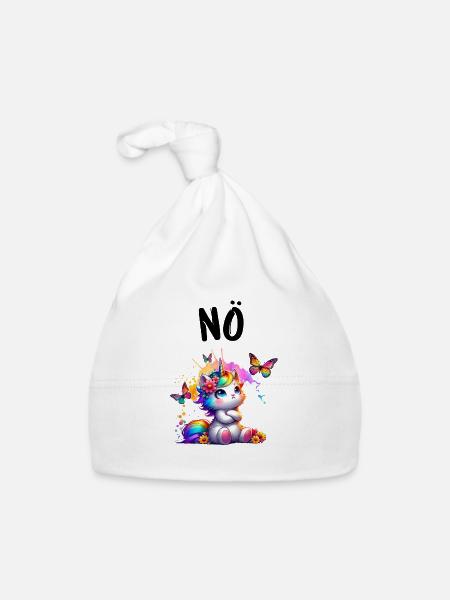 Licorne disant non Garçon et fille Créature mythique - Bonnet bio Bébé - blanc - Devant