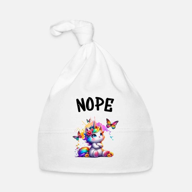 Einhorn Spruch Nope Jungen und Mädchen Fabelwesen Baby Bio-Mütze
