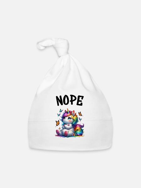 Licorne disant non Garçon et fille Créature mythique - Bonnet bio Bébé - blanc - Devant