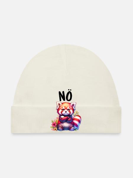 Panda roux Drôle de dicton Nope Renard de Feu - Bonnet bio Bébé - blanc - Devant