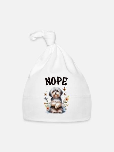 Havanese Lustiger Spruch Nope für Hundeliebhaber - Baby Bio-Mütze - Weiß - Vorne